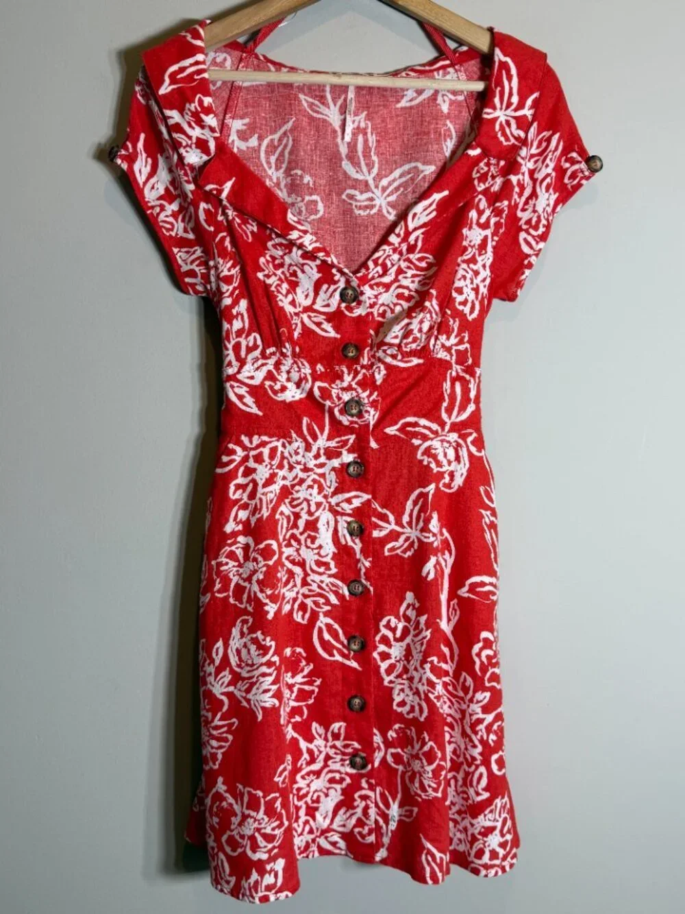 Free People A Thing Called Love Floral Mini Dress Womens 4 Red Cherry Combo NWOT - Picture 6 of 16